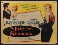 2t172 LADY FROM SHANGHAI style B 1/2sh 1947 sexy blonde Rita Hayworth & w/Orson Welles, ultra rare!