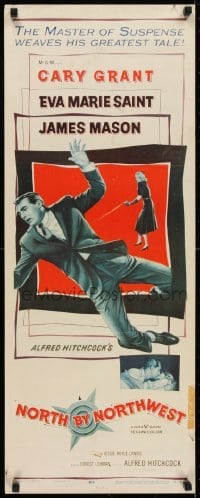 2t189 NORTH BY NORTHWEST insert 1959 Cary Grant, Eva Marie Saint, Alfred Hitchcock classic!
