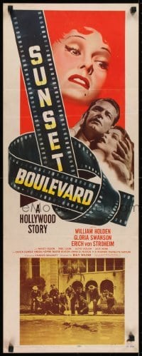 2t192 SUNSET BOULEVARD insert 1950 Gloria Swanson over William Holden, cool art & pool scene, rare!