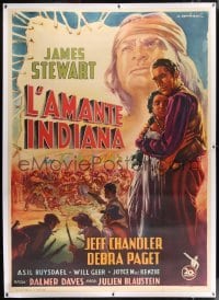 2t050 BROKEN ARROW linen Italian 2p 1950 James Stewart & Native American Debra Paget, Capitani art!