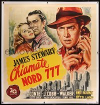 2t048 CALL NORTHSIDE 777 linen Italian 55x58 1948 DeAmicis art of James Stewart & co-stars, rare!