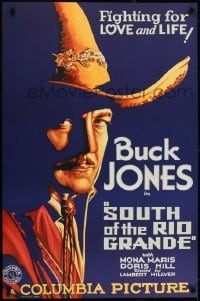 2t366 SOUTH OF THE RIO GRANDE S2 recreation 1sh 2000 best stone litho art of cowboy Buck Jones!