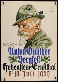 2t434 ANTON GUNTHER 24x33 German special poster 1939 Stubner art of the German folk poet & singer!