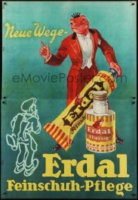 2t100 ERDAL 49x65 German advertising poster 1929 art of frog king mascot with shoe care products!