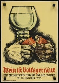 2t435 FEST DER DEUTSCHEN TRAUBE UND DES WEINES 12x17 German special poster 1935 Paul art, wine!