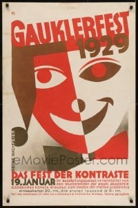 2t437 GAUKLERFEST 1929 26x39 German special poster 1929 juggler festival, cool jester art by P.S.!