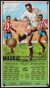 2t412 MADRID ESTADIO BERNABEU 22x38 Spanish special poster 1982 Sauri art, World Cup football!