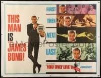 2t001 YOU ONLY LIVE TWICE linen subway poster 1967 art of Connery + scenes from previous 007 movies