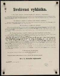 2t388 SVOLAVACI VYHLASKA August 18x23 Austrian WWI war poster 1914 drafting men into the military!