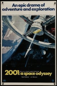 2w205 2001: A SPACE ODYSSEY style A 70mm 1sh 1968 Stanley Kubrick, art of space wheel by Bob McCall!