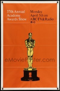 2w203 37TH ANNUAL ACADEMY AWARDS 1sh 1965 great artwork of an Oscar statuette!