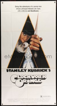 2w128 CLOCKWORK ORANGE 3sh 1972 Stanley Kubrick, Castle art of McDowell, ultra rare X-rated style!