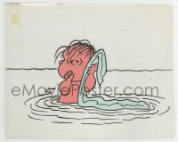 2w144 SNOOPY COME HOME animation cel 1972 great image of Linus with blanket in swimming pool!