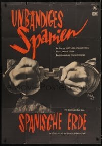 2w146 UNBANDIGES SPANIEN/SPANISH EARTH East German 32x46 1962 cool Renau art of hands in cuffs!