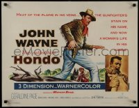 2w013 HONDO 3D 1/2sh 1953 John Wayne has the heat of the plains in his veins & a stain on his name!
