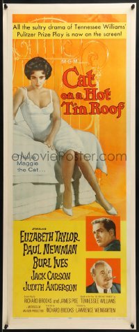 2w024 CAT ON A HOT TIN ROOF insert 1958 classic image of Elizabeth Taylor as Maggie the Cat!