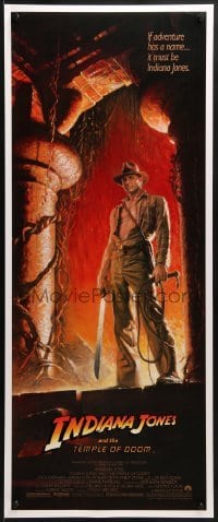 2w027 INDIANA JONES & THE TEMPLE OF DOOM insert 1984 full-length Bruce Wolfe art of Harrison Ford!