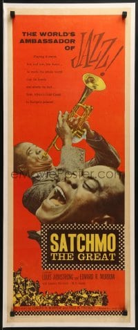 2w039 SATCHMO THE GREAT insert 1957 legendary musician Louis Armstrong playing trumpet & singing!