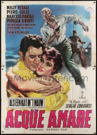 2w097 WATER'S LOVE Italian 2p 1954 Sergio Corbucci, art of Milly Vitale & co-stars by DeSeta!