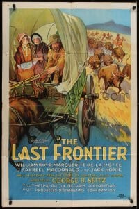 2w216 LAST FRONTIER style B 1sh 1926 stone litho of Jack Hoxie leaving buffalo stampede, very rare!