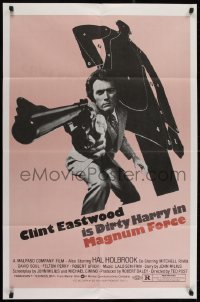 2w220 MAGNUM FORCE 1sh 1973 Clint Eastwood is Dirty Harry, different pink background & ultra rare!