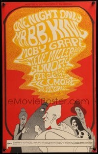 2w048 B.B. KING/MOBY GRAPE/STEVE MILLER BAND 1st printing 14x22 music poster 1967 John Myers art!