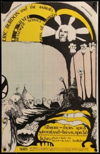2w064 ERIC BURDON/QUICKSILVER MESSENGER SERVICE/SONS OF CHAMPLIN 1st print 14x22 music poster 1968
