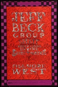 2w065 JEFF BECK GROUP 14x21 music poster 1968 great psychedelic art by Lee Conklin, Bill Graham!