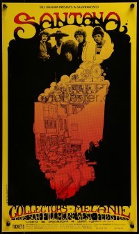 2w078 SANTANA/COLLECTORS/MELANIE 13x22 music poster 1969 Greg Irons art for the rock concert!