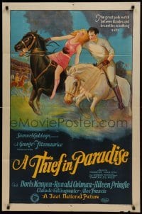 2w236 THIEF IN PARADISE 1sh 1925 great art of Ronald Colman who impersonates rich man, ultra rare!