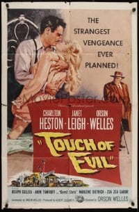2w238 TOUCH OF EVIL 1sh 1958 Bob Tollen art of Orson Welles, Charlton Heston & Janet Leigh!