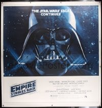 2x003 EMPIRE STRIKES BACK linen 6sh 1980 George Lucas classic, giant Darth Vader head in space!