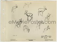 2x624 BAMBI 8x11 key book still 1942 Disney, model sheet of him in suggested action sketches!
