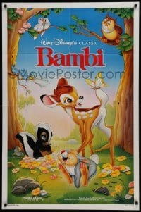 2x264 BAMBI 1sh R1988 Walt Disney cartoon deer classic, great Morrison art with Thumper & Flower!