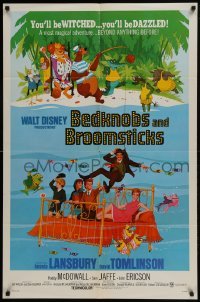 2x267 BEDKNOBS & BROOMSTICKS 1sh 1971 Walt Disney, Angela Lansbury, great cartoon art!