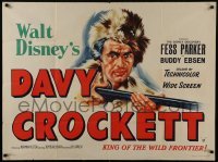 2x222 DAVY CROCKETT, KING OF THE WILD FRONTIER British quad 1955 Disney, art of Fess Parker, rare!