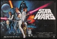 2x050 STAR WARS trimmed pre-Awards British quad 1977 George Lucas sci-fi epic, art by Tom Chantrell!