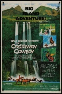 2x275 CASTAWAY COWBOY 1sh 1974 Disney, art of James Garner with lasso in Hawaii on horse in water!