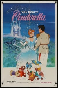 2x279 CINDERELLA 1sh R1981 Walt Disney classic romantic cartoon, image of prince & mice!