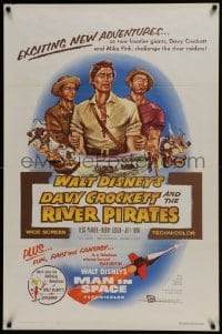 2x217 DAVY CROCKETT & THE RIVER PIRATES 1sh 1956 Walt Disney, Fess Parker & Buddy Ebsen!