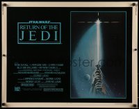 2x134 RETURN OF THE JEDI 1/2sh 1983 George Lucas, art of hands holding lightsaber by Tim Reamer!