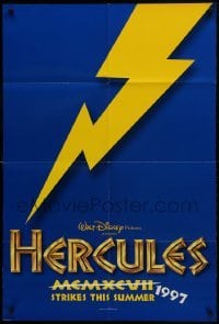 2x289 HERCULES advance DS 1sh 1997 Walt Disney, lightning bolt over blue background design!