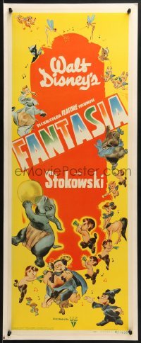 2x211 FANTASIA insert 1942 Walt Disney classic, great montage of Mickey Mouse & cast, ultra rare!