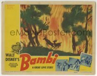 2x380 BAMBI LC 1942 Walt Disney, great image of Bambi and his dad fleeing a raging forest fire!
