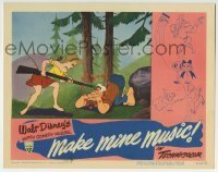 2x399 MAKE MINE MUSIC LC 1946 Disney, wacky cartoon image of girl pointing gun at guy in love w/her