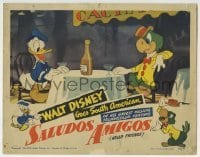 2x432 SALUDOS AMIGOS LC 1943 Disney, cartoon image of Joe Carioca & Donald Duck sitting at table!