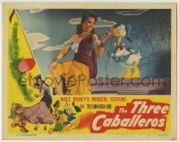 2x404 THREE CABALLEROS LC 1944 cartoon Donald Duck flirting with sexy Aurora Miranda, Walt Disney!