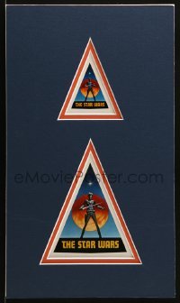 2x015 STAR WARS group of 2 stickers in 9x15 matted display 1976 with early Ralph McQuarrie art!