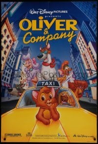 2x322 OLIVER & COMPANY DS 1sh R1996 Disney cartoon cats & dogs in New York City!