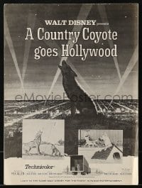 2x554 COUNTRY COYOTE GOES HOLLYWOOD pressbook 1965 Walt Disney, art of Chico howling over city!